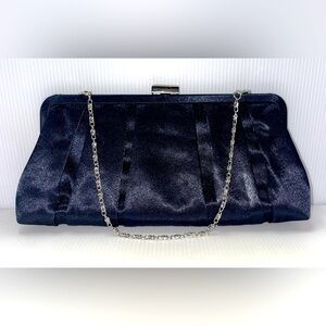 NAVY BLUE 10.5” x 5” SATIN PLEATED CLUTCH
